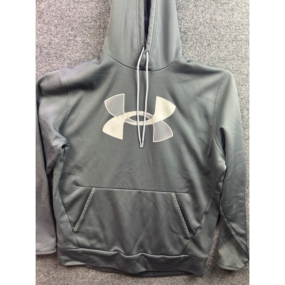 Under Armour Hoodie Mens Large Gray ColdGear Loose Fit Logo Sweatshirt